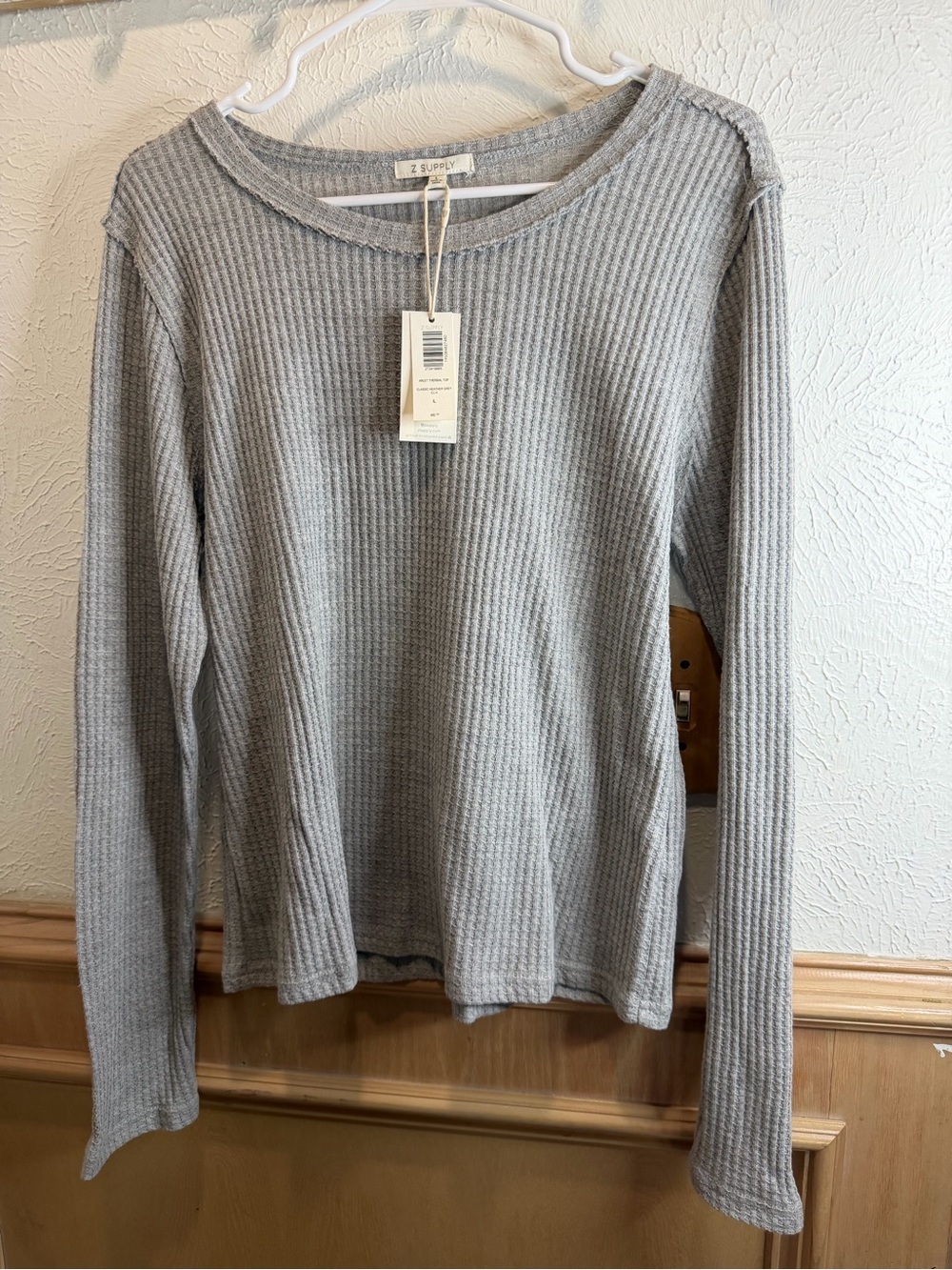 Z Supply Light Grey Waffle Long Sleeve Tee